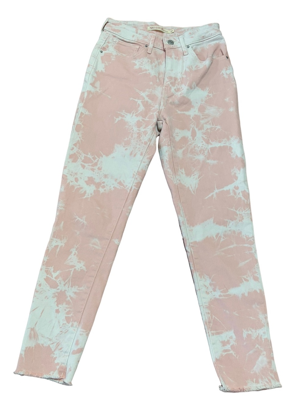 Levi’s 721 Red Tab High Rise Skinny Jeans inPink & White Tie Dye Size 27